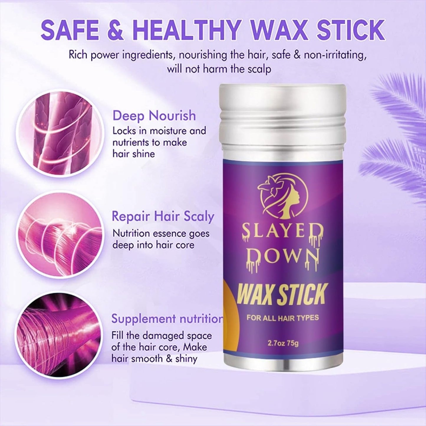 Hair Wax Slick Stick – Styling Stick for Flyaways, Edge Control, Frizz Taming, and Baby Hair Slick Back for Kids, Women, Men, and Wigs - Nourishing Accessories - Bun Maker & Styling Cream