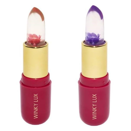 Winky Lux Flower Balm, pH Color Changing Lipstick and Tinted Lip Balm, Vegan & Cruelty Free, Hydrate & Plump, Sheer Pink, Pink & Purple Flower with Vanilla Scent