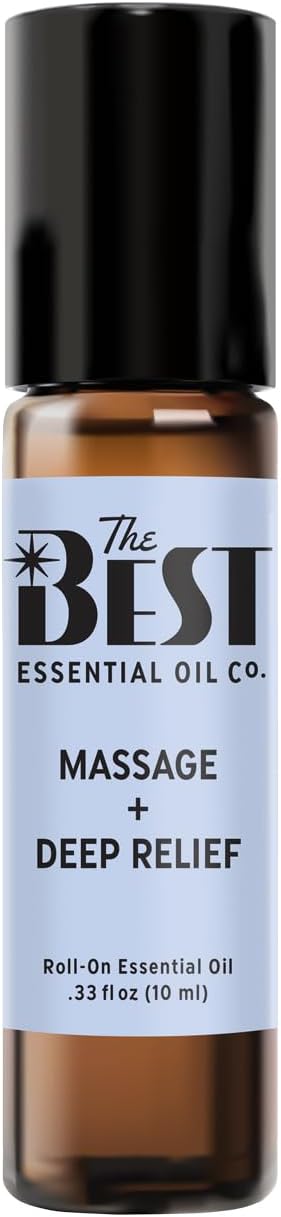 The Best Massage + Deep Relief Essential Oil Roll-On Blend- Premium Grade- Pre-Diluted in Coconut Oil- Ready to Use- 10 ml (.33 fl oz)