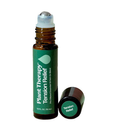 Plant Therapy Tension Relief Essential Oil Blend Pre-Diluted Roll-On 10 mL (1/3 oz) 100% Pure, Therapeutic Grade Essential Oils Diluted in Fractionated Coconut Oil