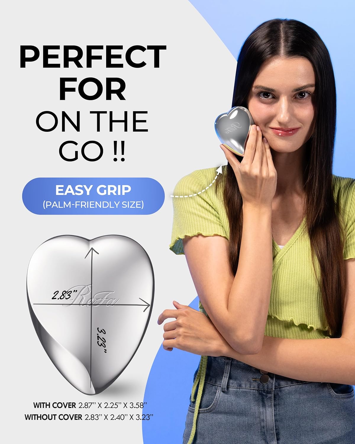 ReFa Heart Brush SILVER | Heart Shaped Hair Brush for Women | No Tangle Hair Brush | Small Hair Brush for Thick Hair | Hair Detangler Hair Brush Travel Hair Brush